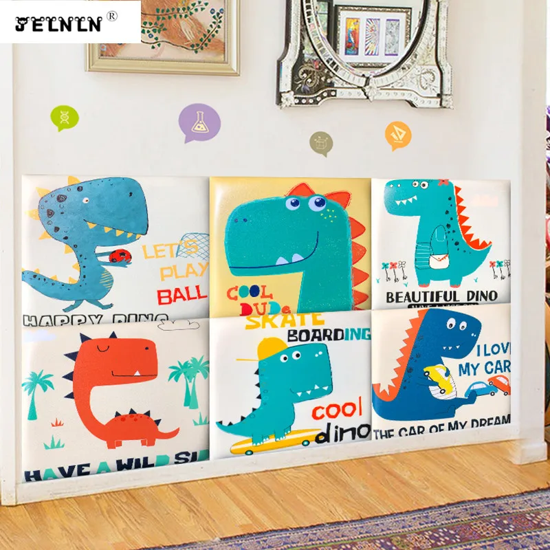 Детский рисунок динозавра мультяшный узор удар татами мягкая стена изголовье