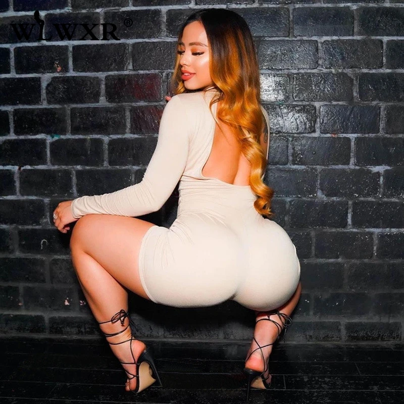 WLWXR сексуальный клубный комбинезон с открытой спиной и длинным рукавом белый