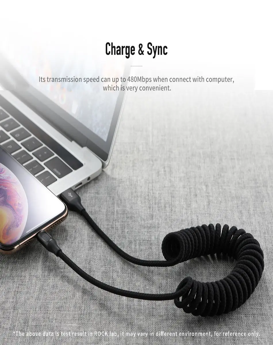 ROCK 2.1A USB кабель для iPhone XS Max, кабель для быстрой зарядки и передачи данных 1,5 м для iPhone X 8 7 6 5 5S SE, usb-кабель для освещения