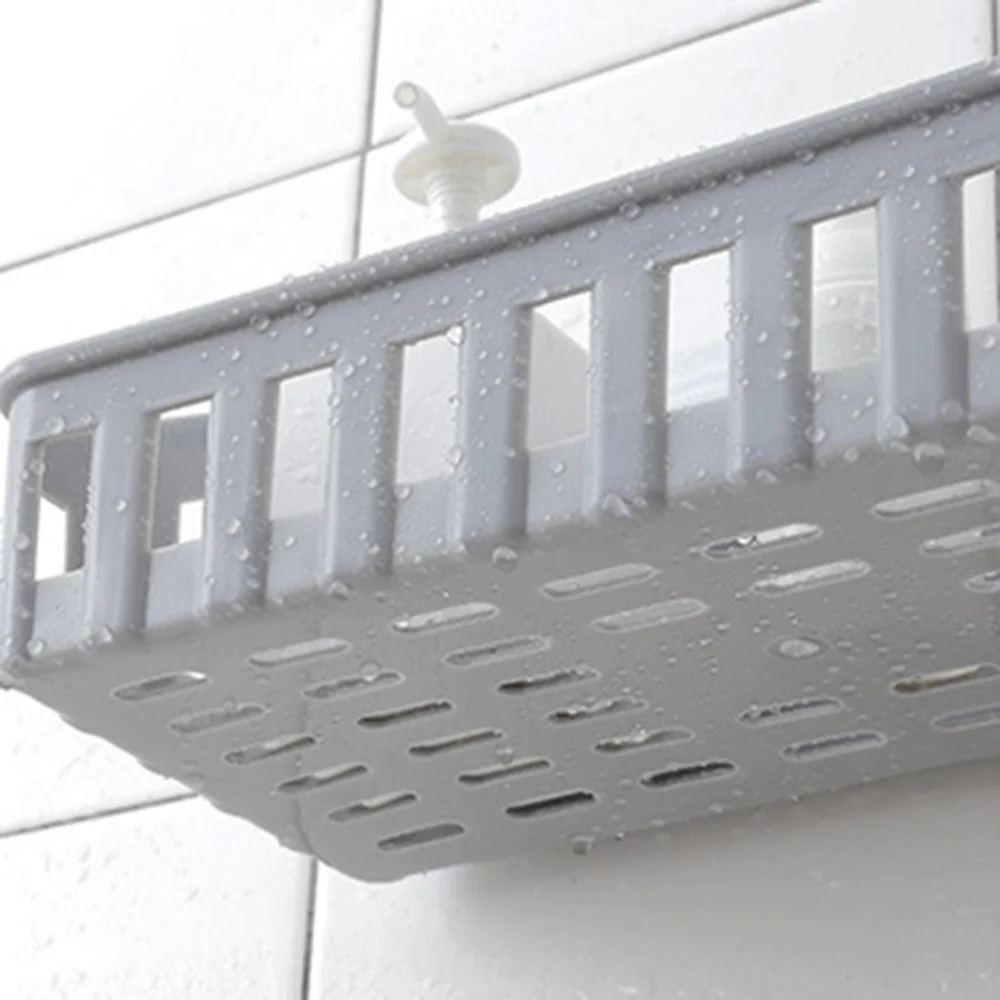 

1pcs Bathroom Storage Shelf Free of Hole Traceless Wall Rack for Home Toilet Bathroom (Light Gray)