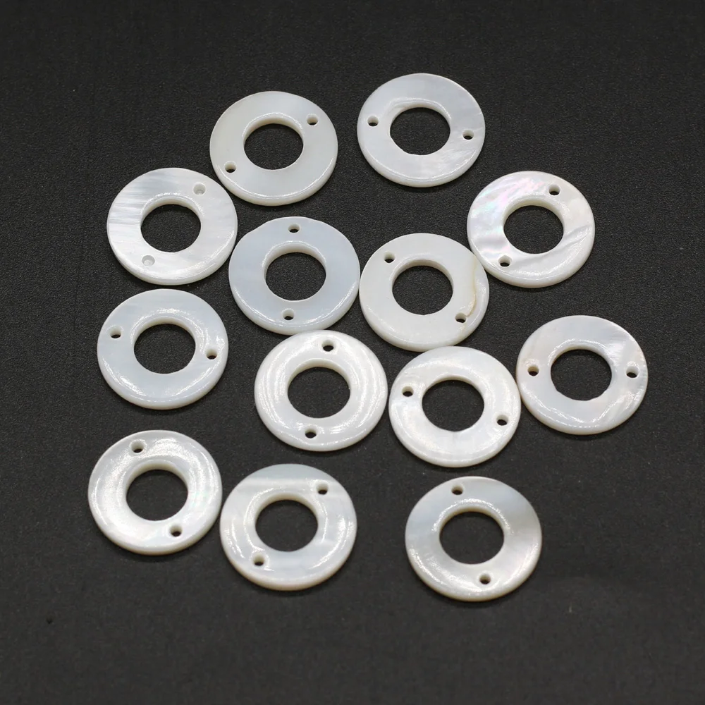

10pcs Natural White Mother Shell Beads Charms Round Shape Big Hole Shell Loose Beads for Making Jewelry Necklace Accessories