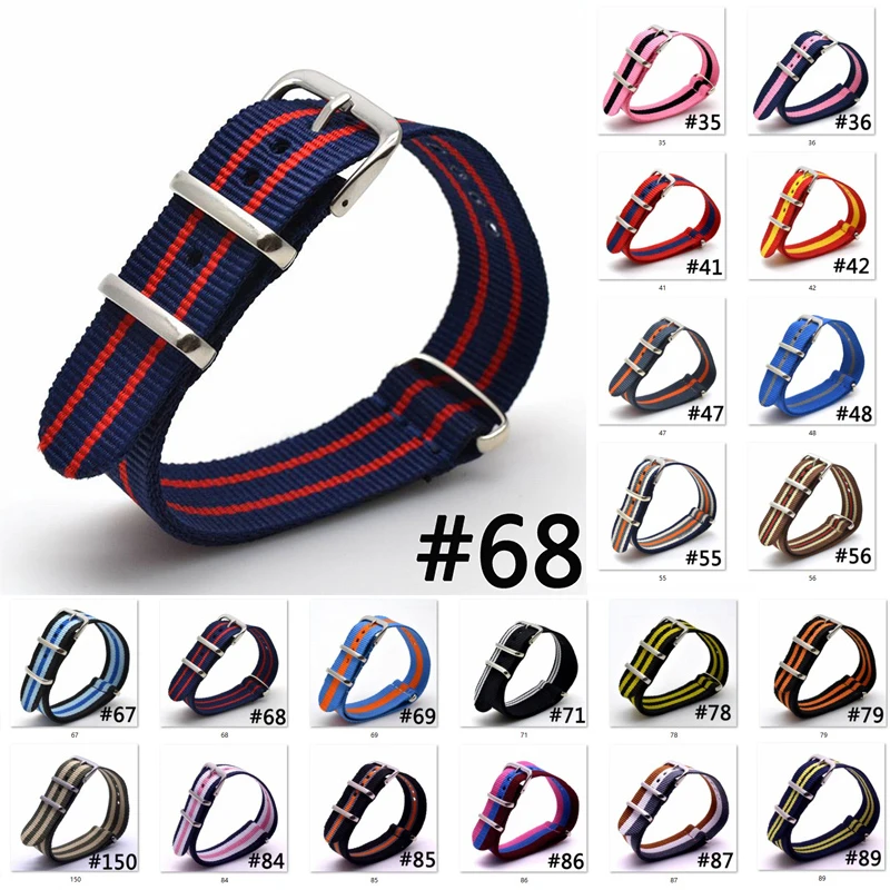 Ремешок нейлоновый для наручных часов спортивный плетеный браслет в стиле НАТО
