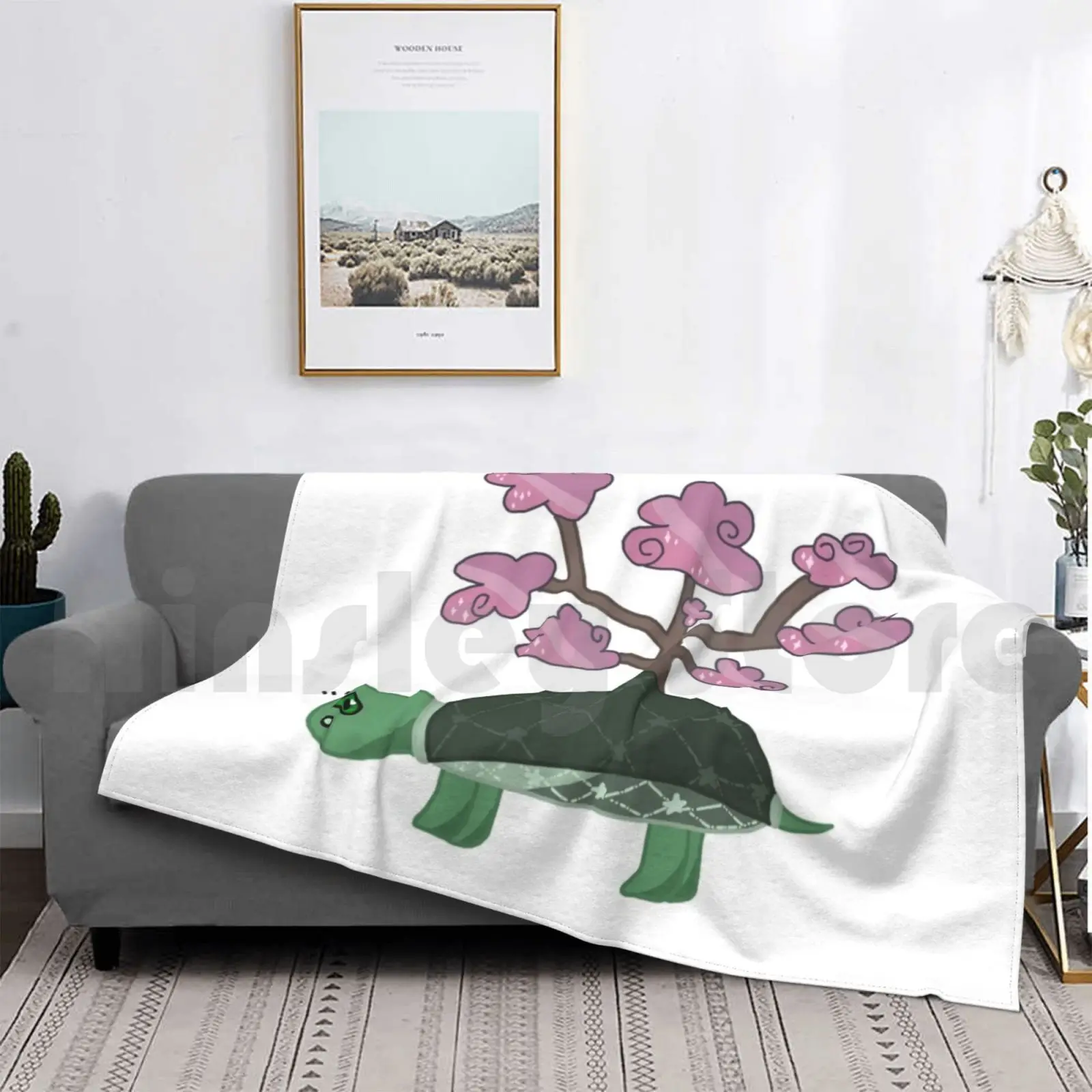 Turtle With Cloud Tree Blanket Fashion Custom Cute Kawaii Cheap Popular Package Pack Pretty Cool Awesome