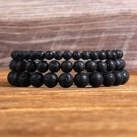 46810mm natural volcanic stone beads bracelet black lava men bracelet aromatherapy essential oil diffuser bangle for women