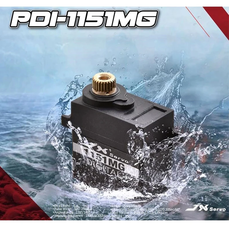 

JX PDI-1151MG 3.6KG Mini Coreless Waterproof 120° Digital Servo For RC Models