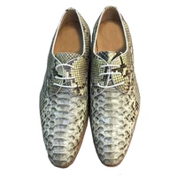 chue new men dress shoes snake skin python leather wendding business
