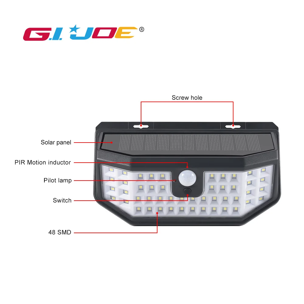 Светодиодный светильник GIJOE на солнечной батарее лампа для наружного освещения
