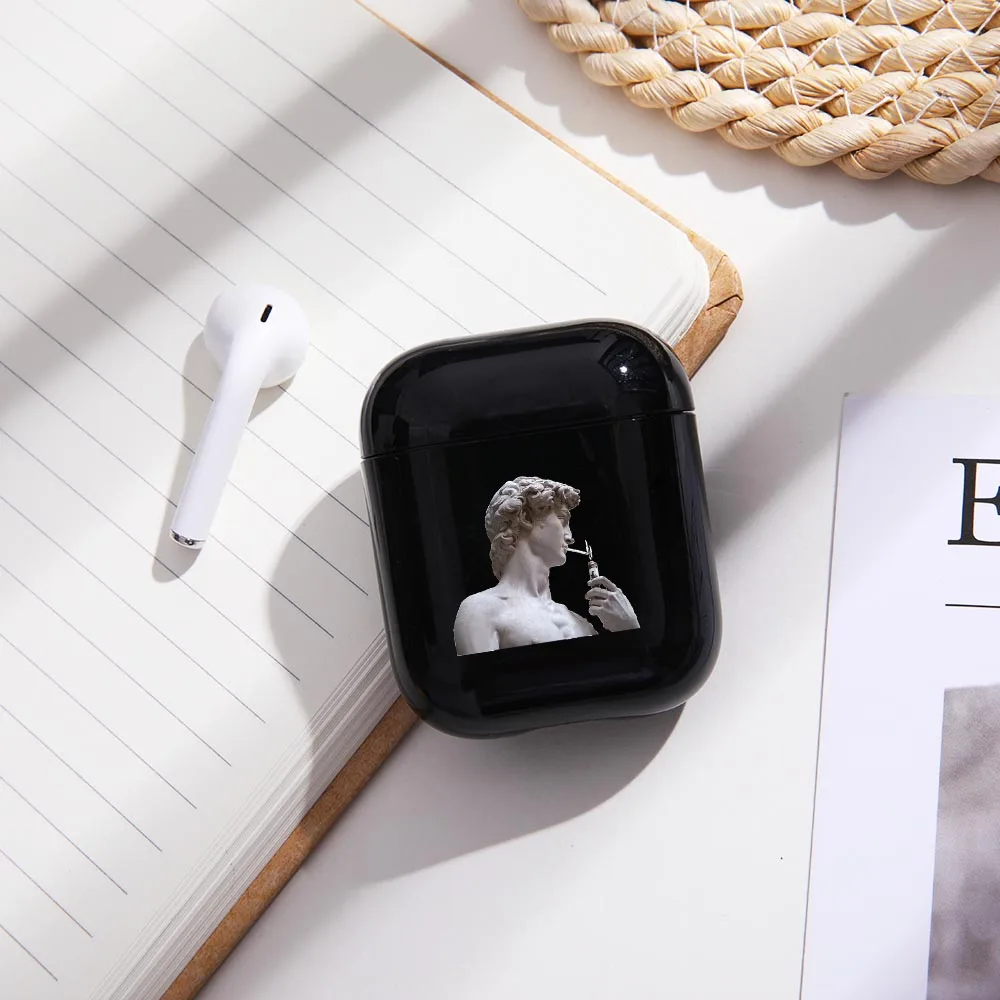 LAUGH LIFE Black David Statue Luxury Earphone Case For Airpods Case Black Art Style Earphone Cases Cover For Airpods Accessories