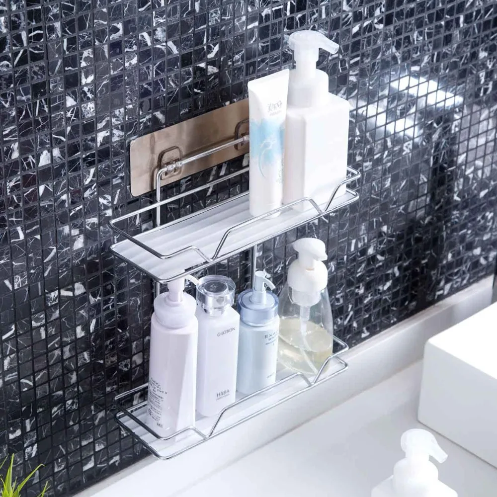 Двухслойная полка для хранения из нержавеющей стали Бесплатная ванной комнаты