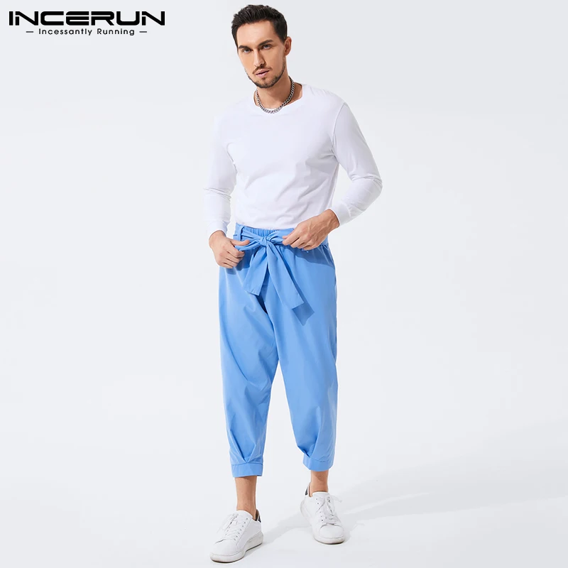 

2021 New Men's Stylish Solid Color Pants Drawstring Casual Harem Trouser Chinomen's Loose Wide Leg Pants Trousers S-5XL INCERUN