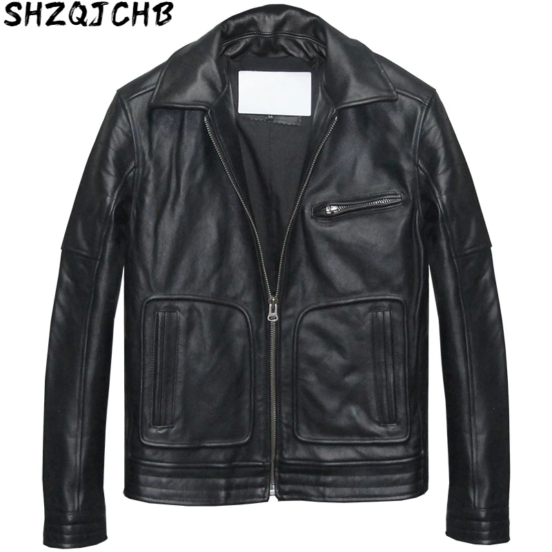 

JCHB 2021 High Quality 100% Real Cow Leather Jacket Men Short Mens Leather Jackets and Coats Spring Autumn Clothing Hommes Vest