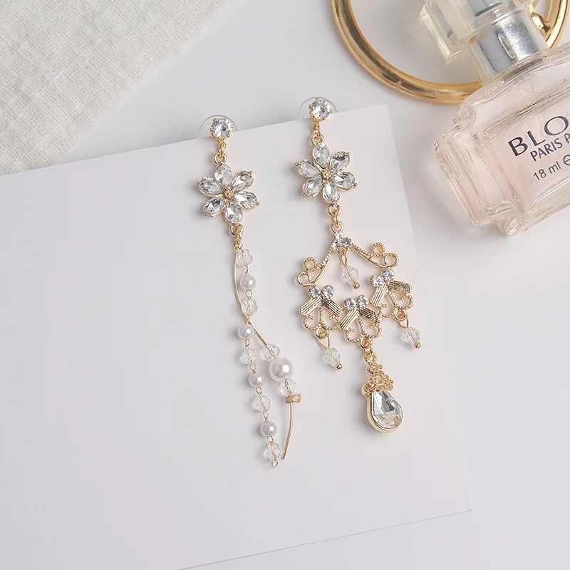 Винтажные Женские Висячие серьги с кристаллами в форме капли воды корейский