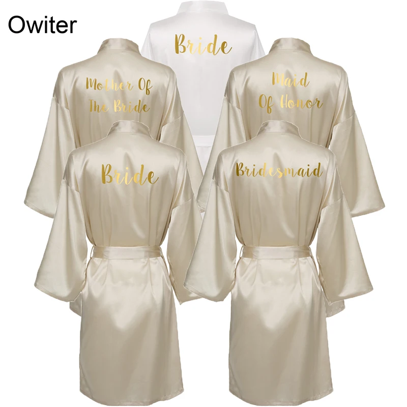 

Шёлковый халат для подружки невесты, цвета шампанского