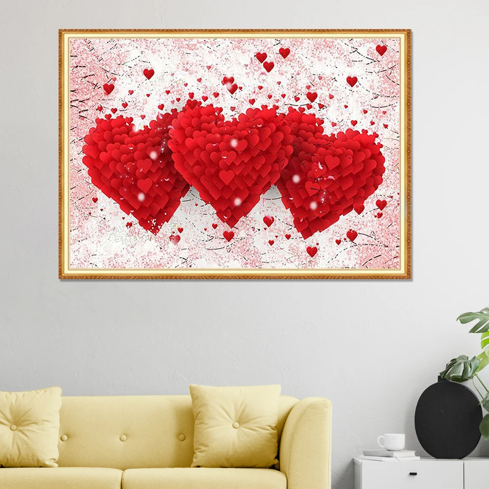 

5D DIY Diamond Painting Cartoon Heart Love Cross Stitch Kit Full Round Square Embroidery Mosaic Art Picture Of Rhinestones Deocr