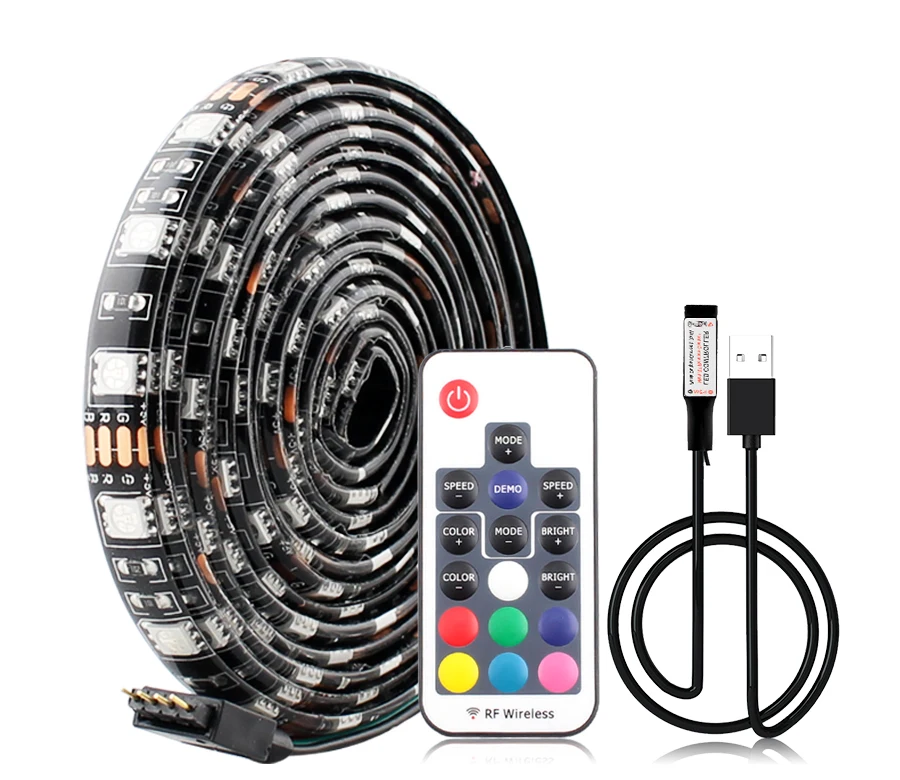 5 V SMD 5050 Светодиодная лента USB лампа лента RGB подсветка ТВ USB Светодиодная лента лампа Водонепроницаемая 5 V 60Led/m 1m RGB с 3 17 пультом дистанционного управления