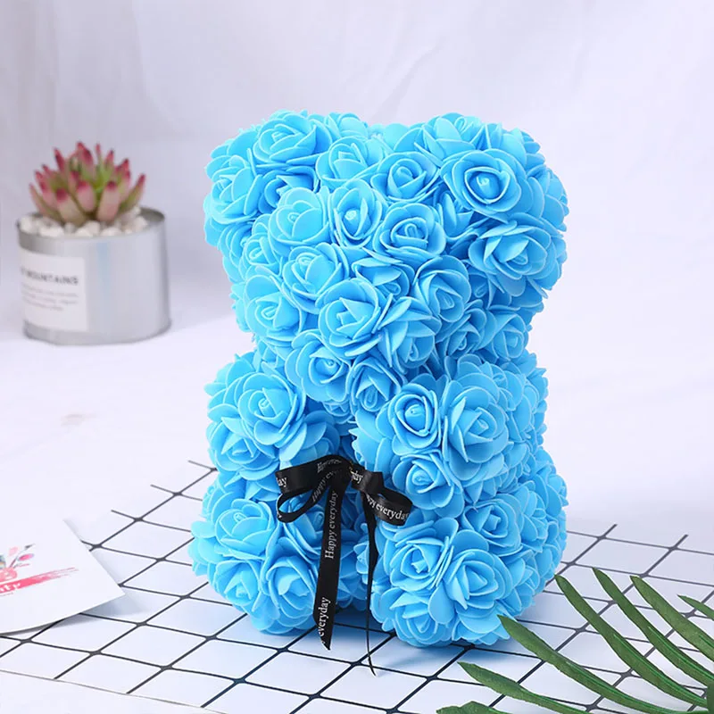 Drop Shipping 25cm Rose Bear Artificial Flower Teddy For Women Valentine's Wedding Birthday Christmas Gift | Дом и сад