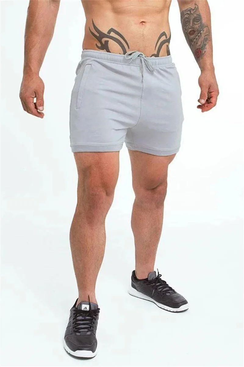 LightGrey No Logo Брендовые мужские s Фитнес Спорт бег шорты быстросохнущие Тонкие Леггинсы спортивные шорты для спортзала Компрессионные Мужские тренировки короткие брюки пляжная одежда - Цвет: LightGrey No Logo