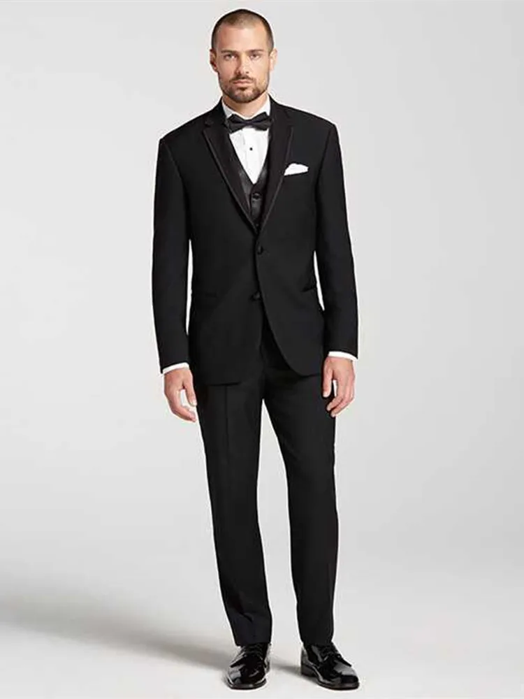 

Wedding Tuxedo 2021 Custom Made Suits Men Black Groom Wear 3 Piece