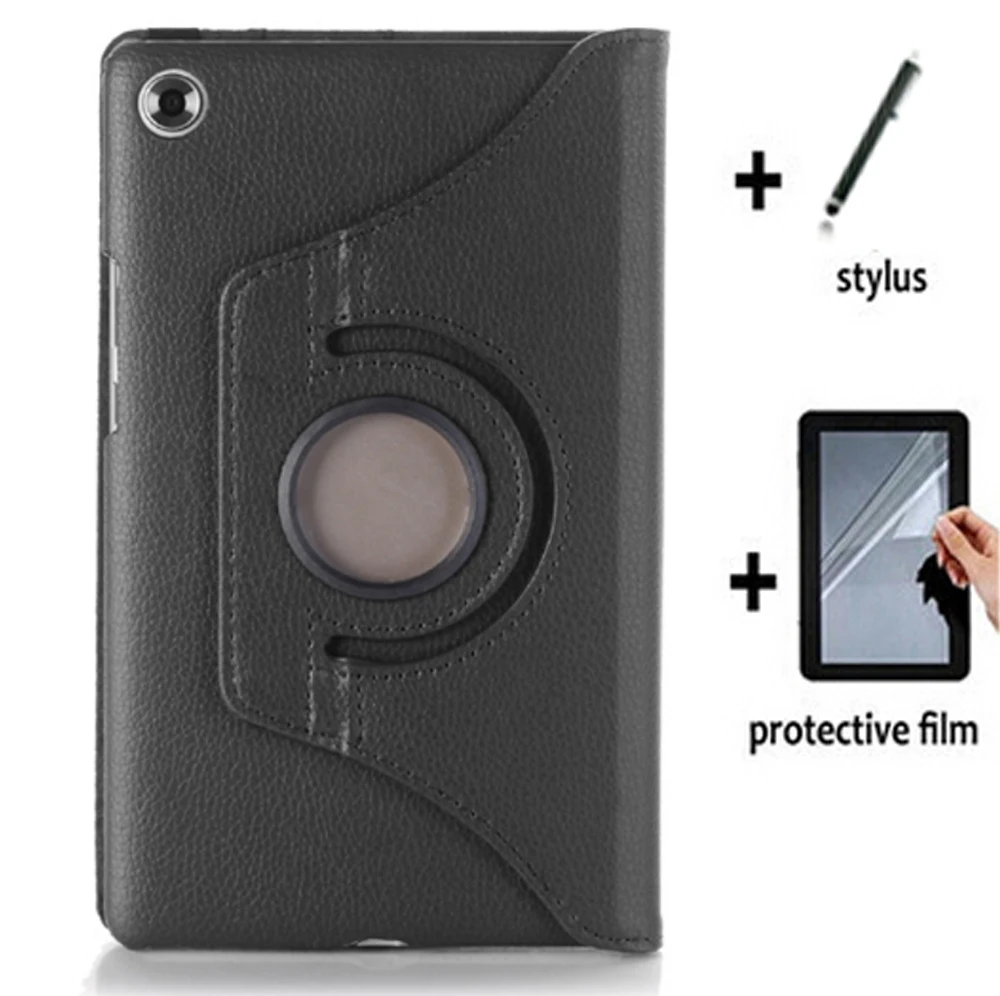 Вращающийся на 360 Градусов Кожаный чехол + Защитная пленка для экрана стилус huawei