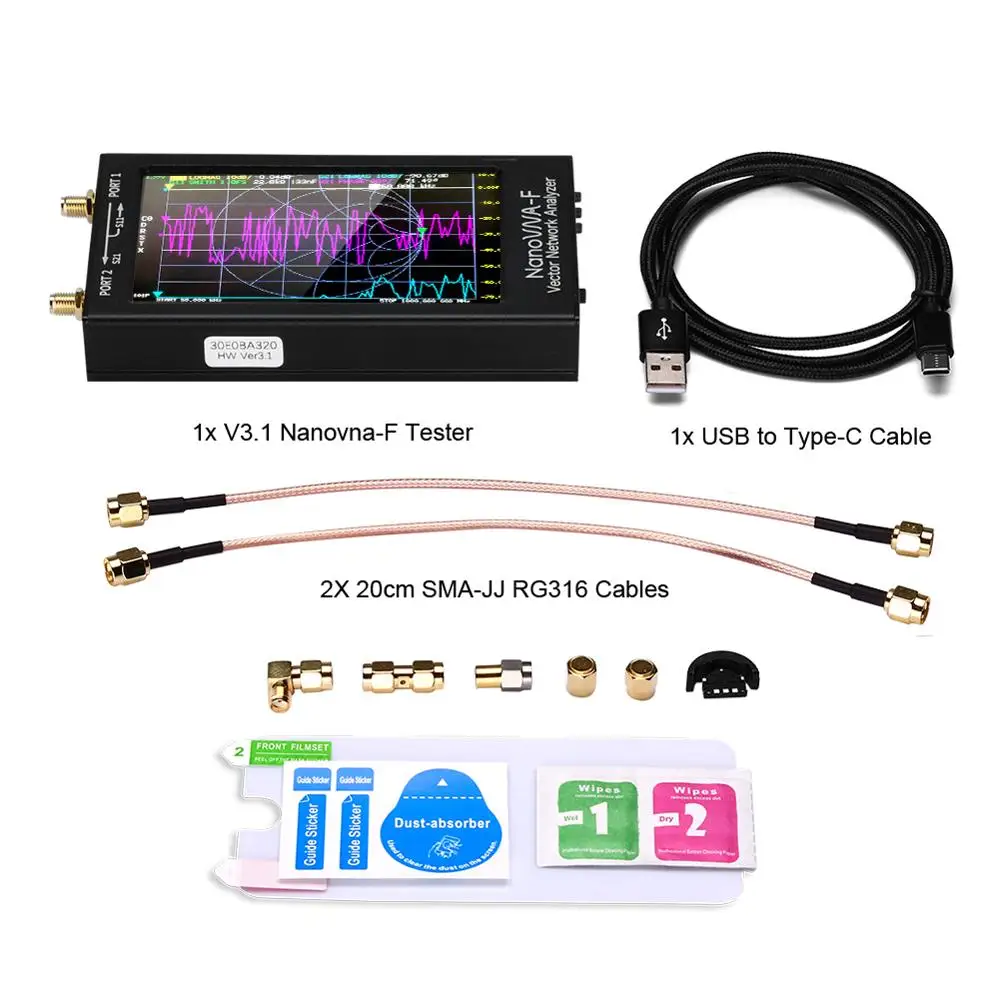 2021 NanoVNA NanoVNA-F VNA HF VHF UHF Vector Network Antenna Analyzer + 4.3 inch IPS LCD Metal Case V3.1 Version |