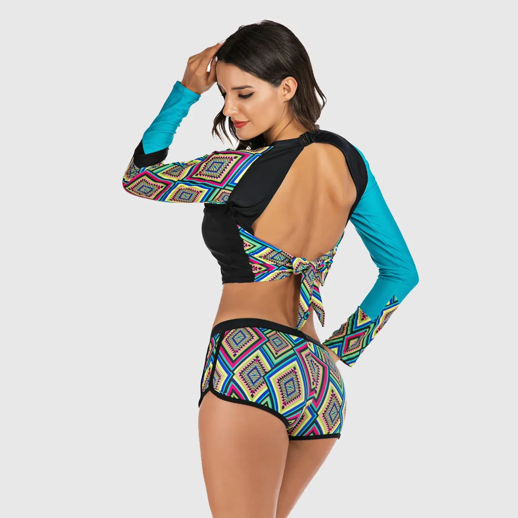 Женский купальник SAGACE купальный костюм из двух предметов с длинным рукавом и