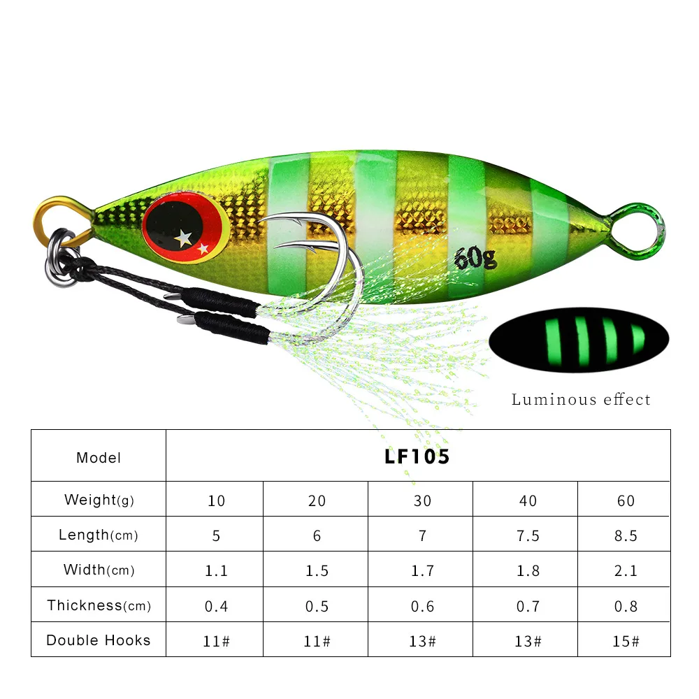 10 Pcs/Set 10g 20g 30g 40g 50g 60g Metal Jig Spoon Lure Artificial Bait Shore Slow Jigging Hard Bass Fishing Tackle lot pesca