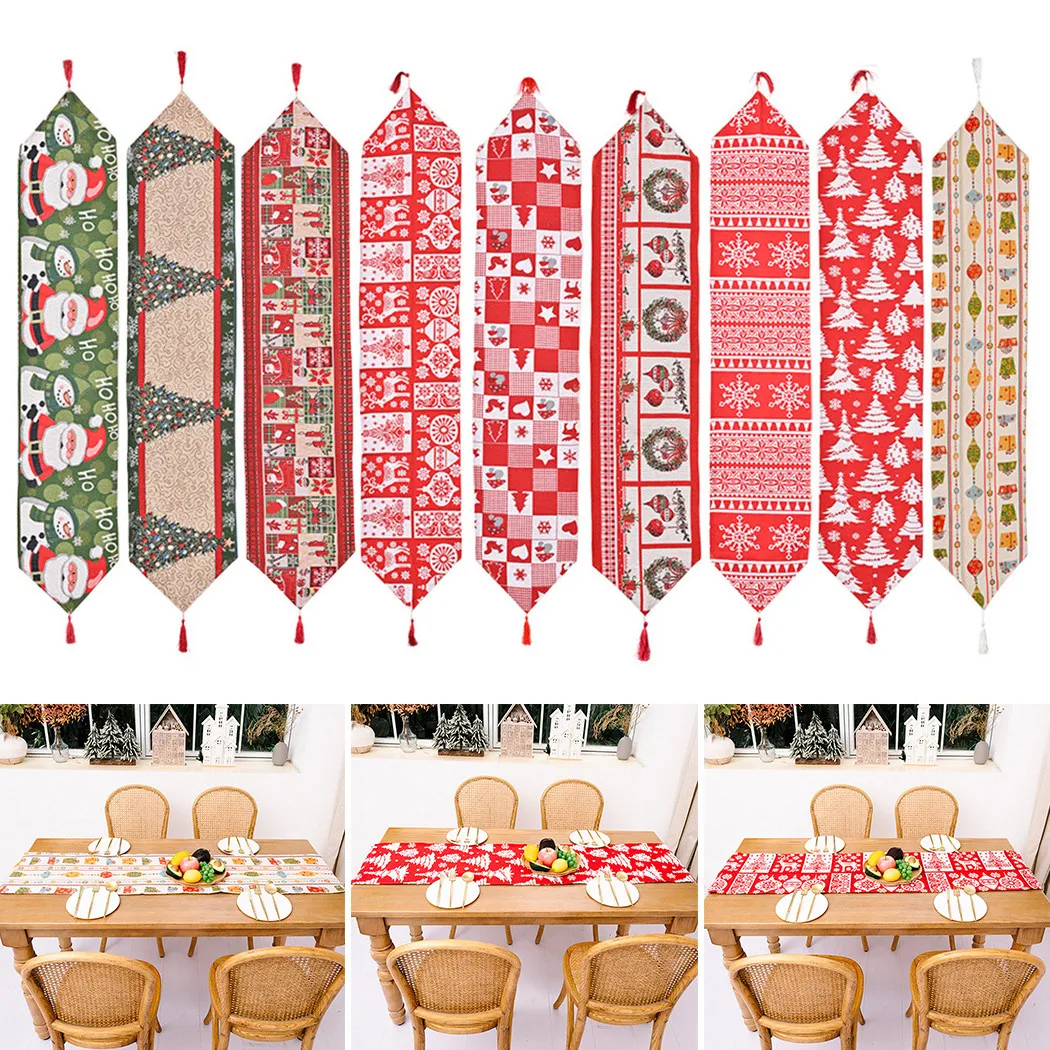 

Christmas Table Runner XmasTablecloth Dining Chair Cover Cloth For Home Party Table Decoration Wedding Christmas Decor 180*35cm