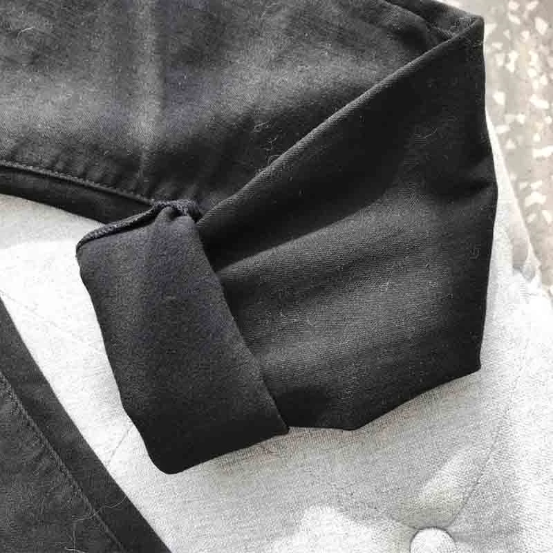 Skinny Jeans High Women Waist Black Casual Elastic Slim Denim Jeans Single Breasted Golden Buttons Fit Pencil Pants