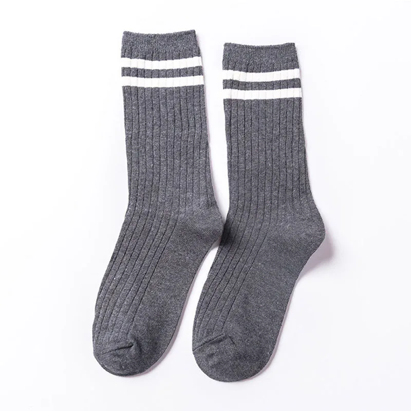 color 2 dark gray Зимние шерстяные носки, плотные теплые вязаные женские носки в полоску, рождественский стиль, женские короткие носки - Цвет: color 2 dark gray
