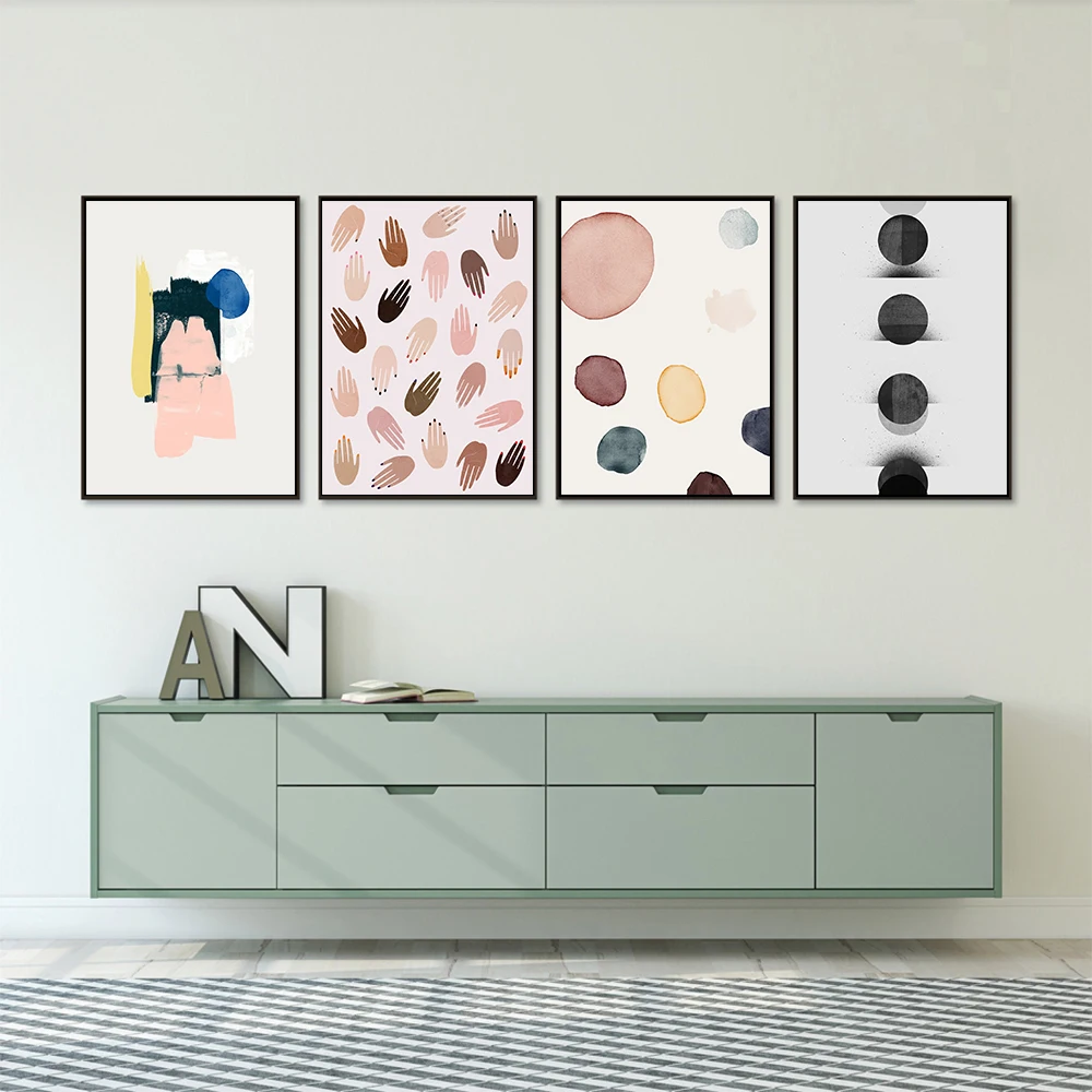 

Retro Minimalist Abstract Geometric Shape Canvas Painting Wall Art Nordic Posters and Prints Wall Pictures for Living Room Decor