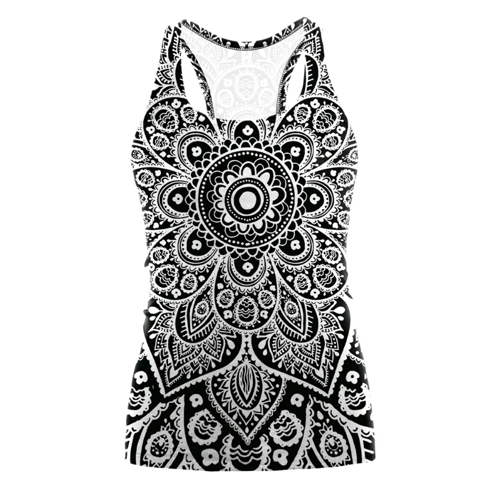 

NADANBAO 2022 Digital Printing Mandala Tank Top Tshirt Aztec Round Ombre O-neck Sleeveless Tops T shirt Women