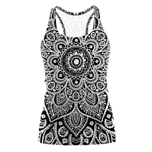 Женская футболка с круглым вырезом, без рукавов, с принтом мандалы