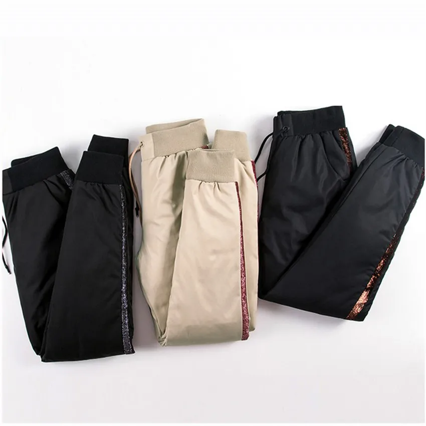 Autumn Winter Fashion Big Size Women Down Pants Big Size Lady Warm Thickened White Duck Down Pant Female Trousers OutWear WZ919