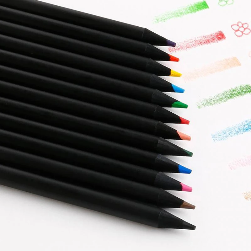 12 шт./компл. студент эскизов Цвет карандаш комплект роскошные черного дерева