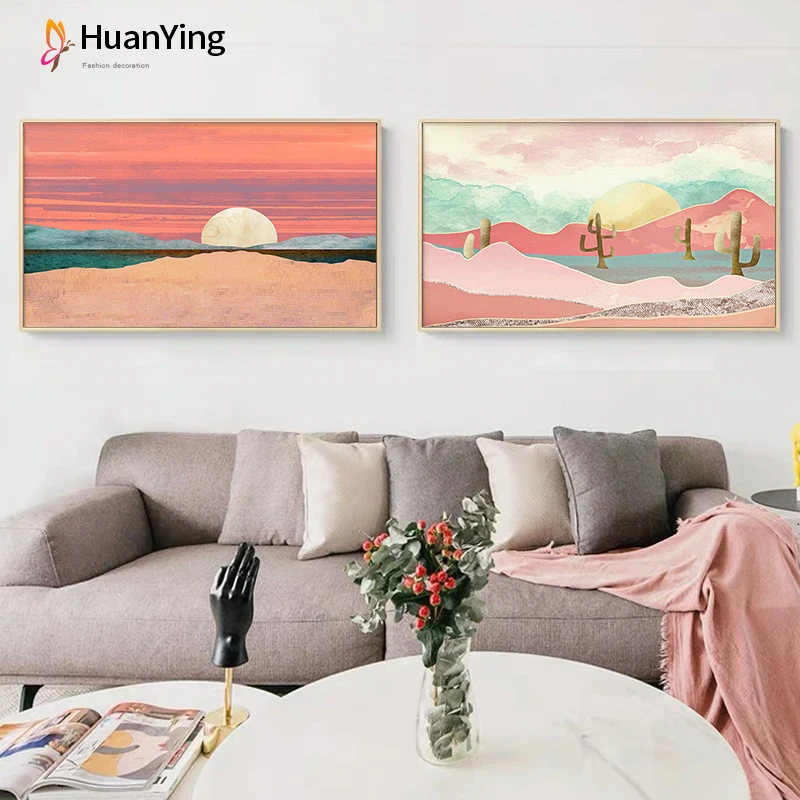 

Abstract Sunrise Canvas Art Poster Scandinavian Desert Landscape Print Pictures For Living Room Nordic Home Decor Wall Painting