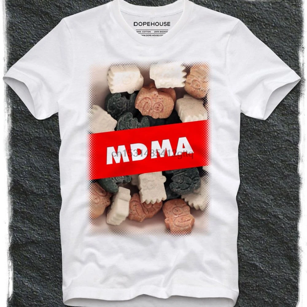 Футболка Mdma Ecstasy таблетки Lsd Rave Ретро винтажная хипстерская кислота|Мужские