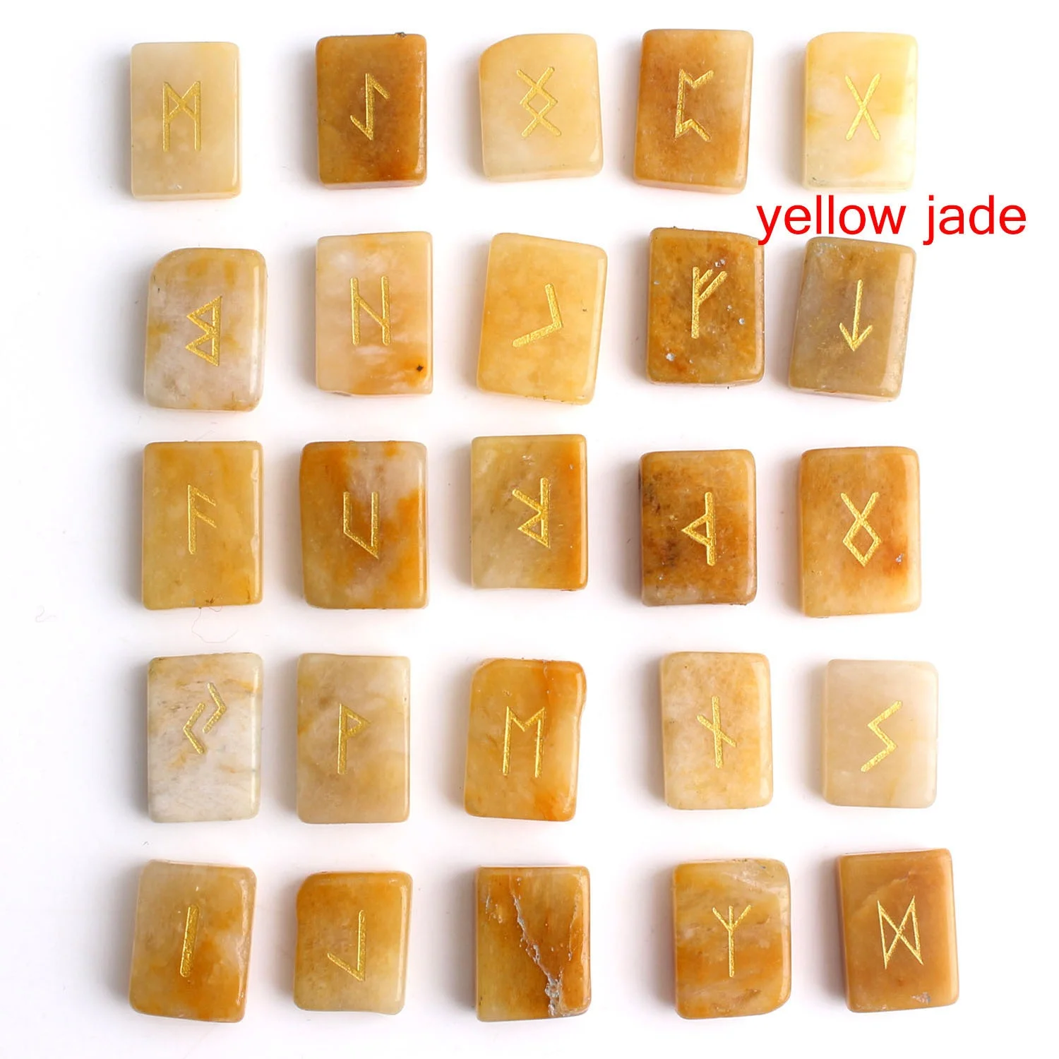 25 шт натуральный желтый нефритовый Кристалл руны квадратные камень гадания