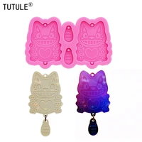 mirror cartoon cat pendant moldpolymer keychain resin mouldforms for baking fondant candies plaster clay silicone mold