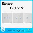 SONOFF T2 Великобритания TX серии Smart Wifi сенсорный настенный выключатель света с рамкой 433 RFVoiceAPP Управление работает с Alexa умный дом