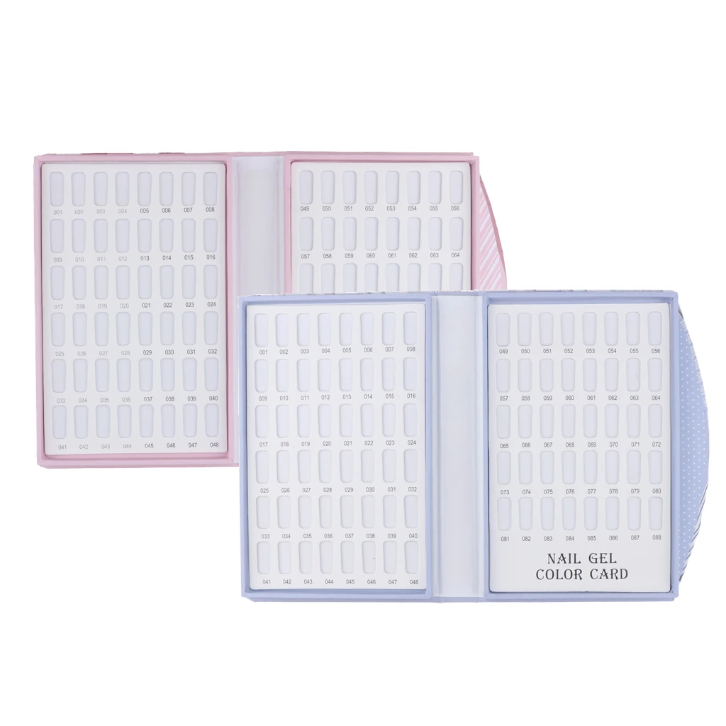 2 Set Total 176 Tips Display Space Book-shaped Nail Polish Color Artificial Nails Showing Board Manicure Practice Tools |