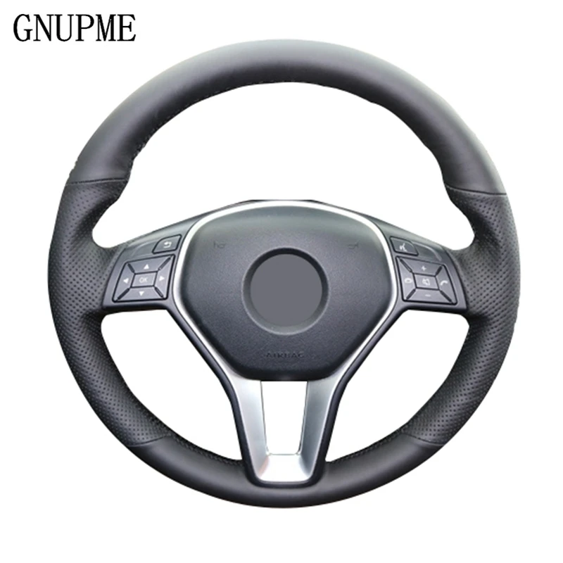 

GNUPME Artificial Leather Hand-Stitched Black Car Steering Wheel Cover for Mercedes Benz E200L gla cla gle c200l C200 C250 C300