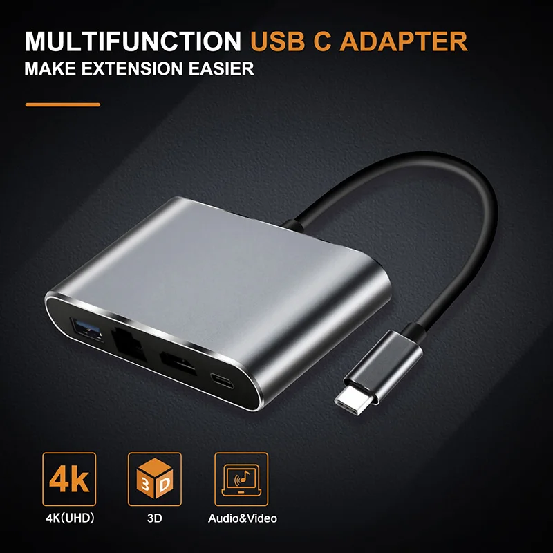 Кабель USB C высокого качества концентратор type C 3,1-3 порта USB 3,0 с usb type C 4 в 1 концентратор для ноутбука Windows samsung C039