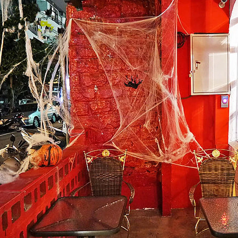 Страшный реквизит для вечевечерние на Хэллоуин белая паутина эластичная