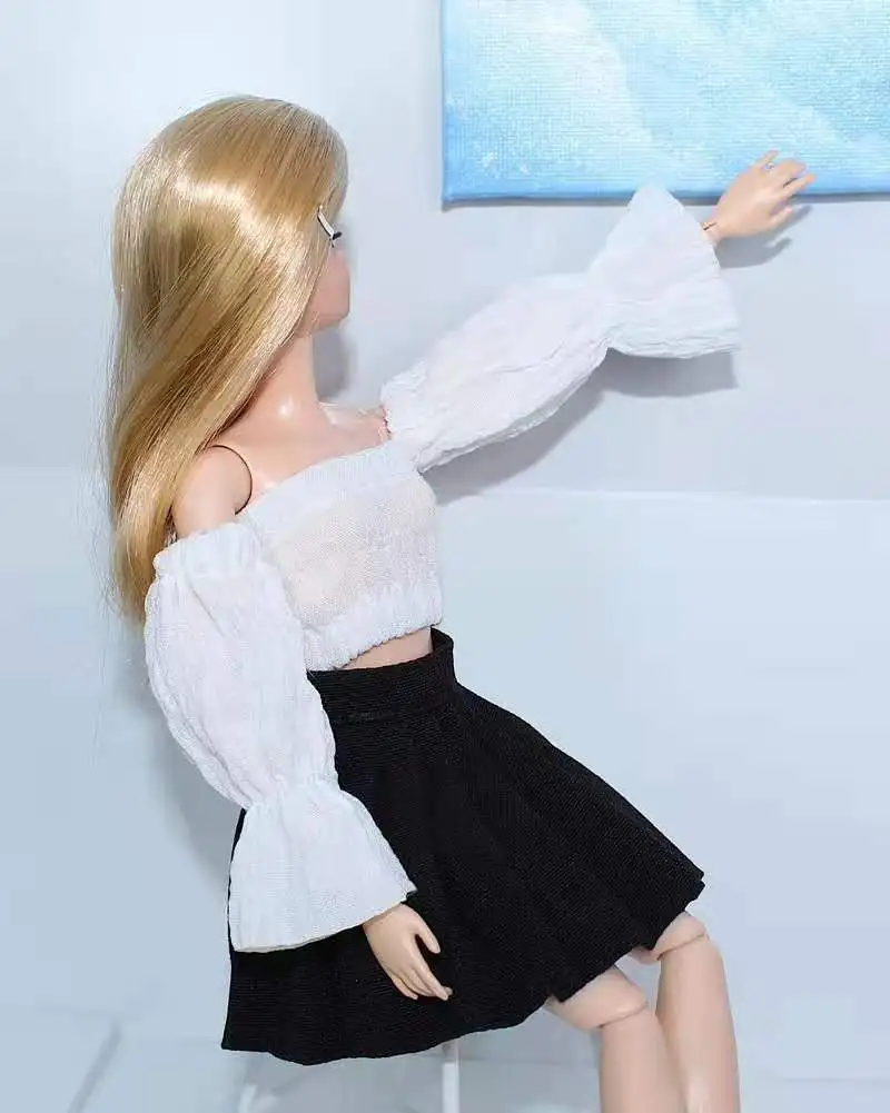 

30cm Doll Outfits White Crop Top Jeans Skirt for Barbie Clothes 1/6 BJD Accessories for Barbie Doll Clothes Kids Toy Gift 11.5"