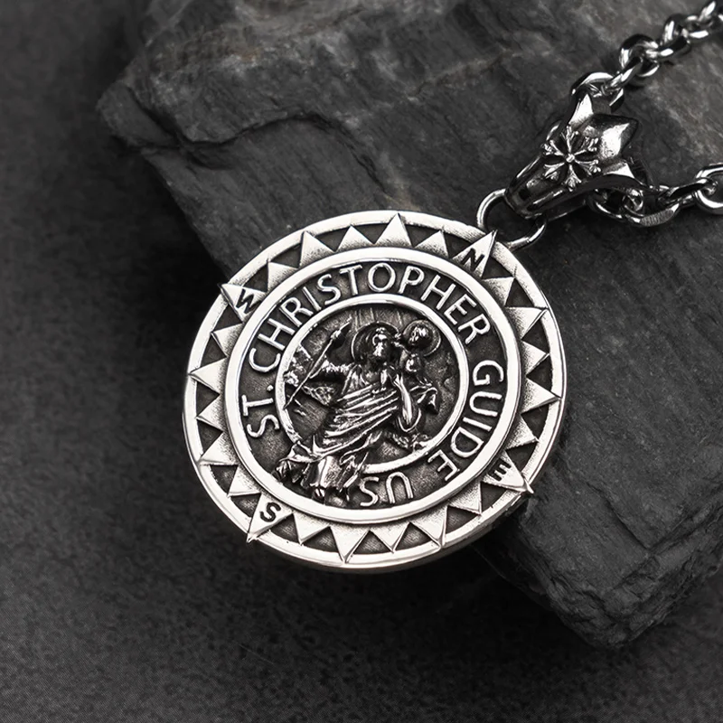 Ожерелье из нержавеющей стали для мужчин безопасный Компас путешествий модное