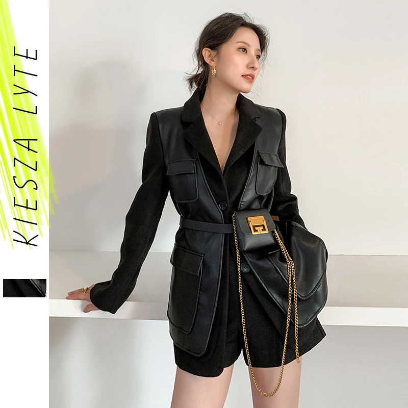 Черный блейзер для женщин новинка весны 2020 тонкая Толстая куртка из