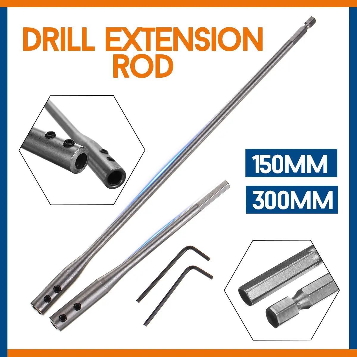 

150mm/300mm Drill Extension Rod Socket Head Rod 1/4 Inch Hex Shank Drill Bit Holder Tool For Screw Bit With Small Wrench