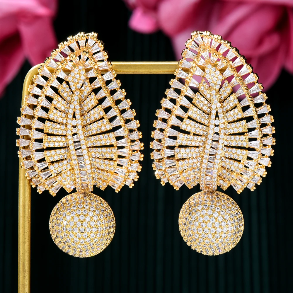 

SORAMOORE Fashion street style Drop Earrings For Women Wedding Party Cubic Zircon Dubai Bridal Earring boucle d'oreille 2021