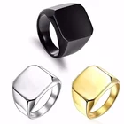Мужское большое кольцо 24k из титановой стали, гладкое квадратное твердое кольцо, 2019