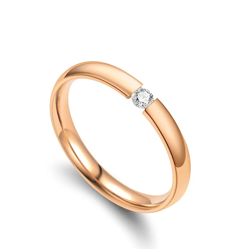 

Hot Sale Jewellery Vintage Designer Fashion Opening Couple Micro Zircon Simple Korean Stainless Steel Diamond for Women Girls